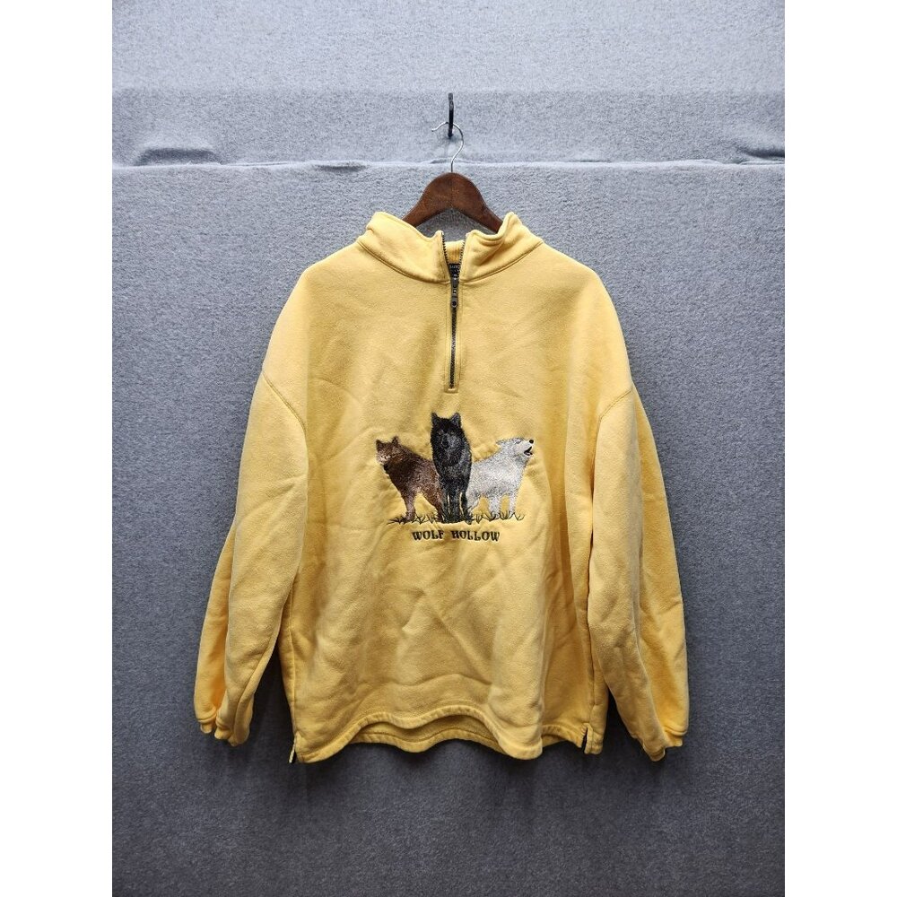 Port Authority Signature Yellow Fleece Pullover With Wolf Hollow Embroidered Des